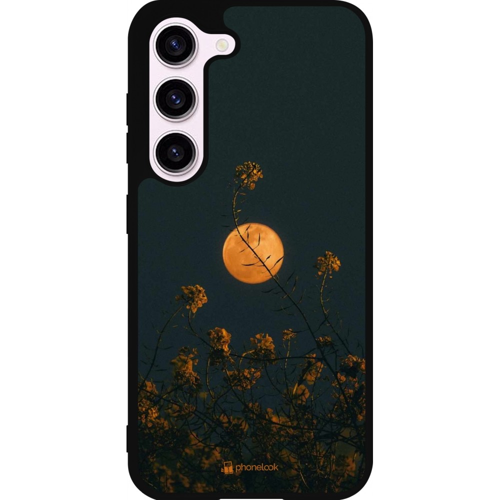 Coque Samsung Galaxy S23 FE - Silicone rigide noir Moon Flowers