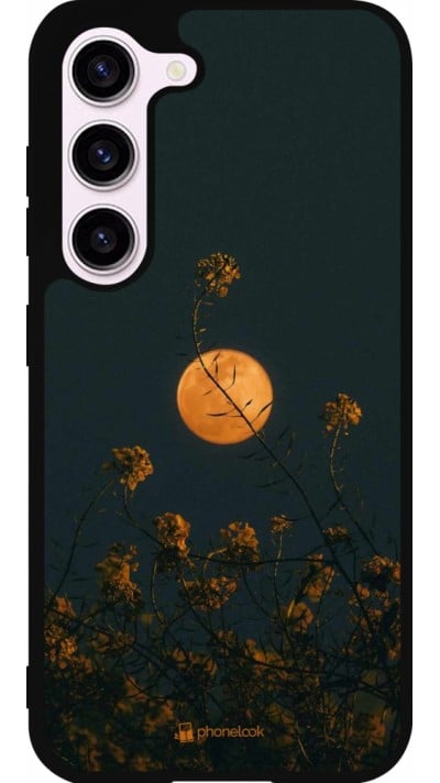 Coque Samsung Galaxy S23 FE - Silicone rigide noir Moon Flowers