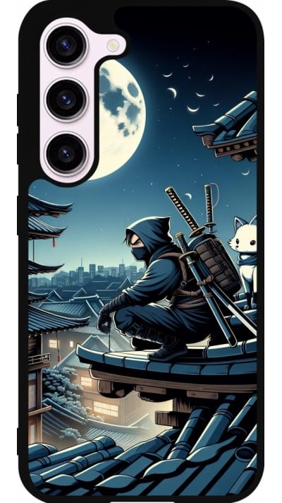 Coque Samsung Galaxy S23 FE - Silicone rigide noir Ninja sous la lune