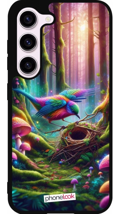 Coque Samsung Galaxy S23 FE - Silicone rigide noir Oiseau Nid Forêt