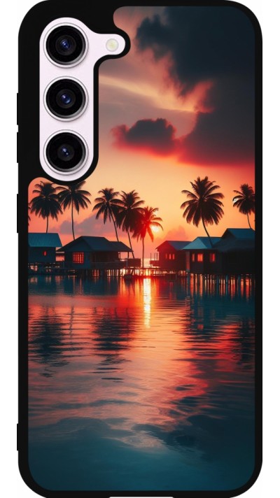 Coque Samsung Galaxy S23 FE - Silicone rigide noir Paradis Maldives