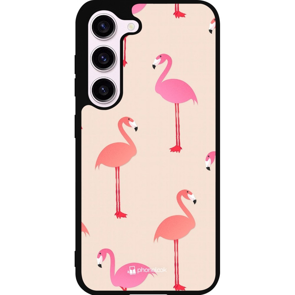 Samsung Galaxy S23 FE Case Hülle - Silikon schwarz Pink Flamingos Pattern