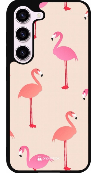 Samsung Galaxy S23 FE Case Hülle - Silikon schwarz Pink Flamingos Pattern