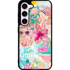 Coque Samsung Galaxy S23 FE - Silicone rigide noir Preppy Collage Aloha