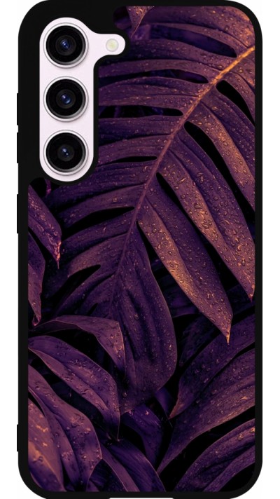 Samsung Galaxy S23 FE Case Hülle - Silikon schwarz Purple Light Leaves