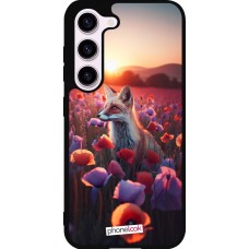 Samsung Galaxy S23 FE Case Hülle - Silikon schwarz Purpurroter Fuchs bei Dammerung