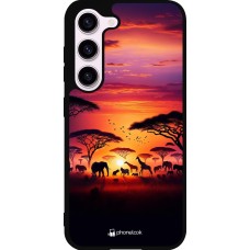 Coque Samsung Galaxy S23 FE - Silicone rigide noir Safari sunset wildlife