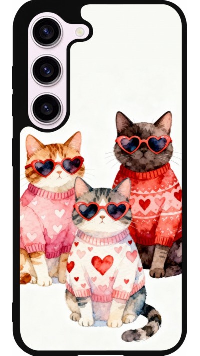 Coque Samsung Galaxy S23 FE - Silicone rigide noir Saint Valentines Day 26 Cat Love