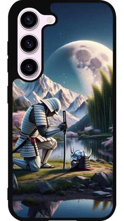 Coque Samsung Galaxy S23 FE - Silicone rigide noir Samurai Katana Lune