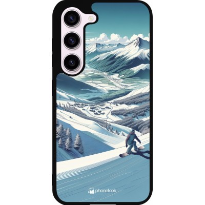 Samsung Galaxy S23 FE Case Hülle - Silikon schwarz Snowboarder Berg