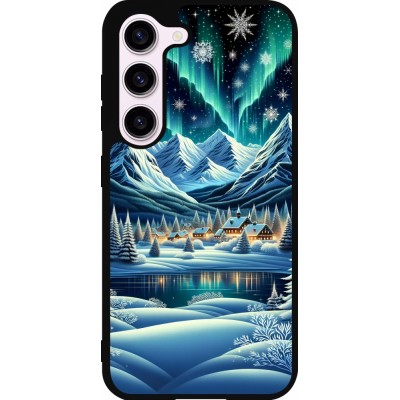Coque Samsung Galaxy S23 FE - Silicone rigide noir Snowy Mountain Village Lake night