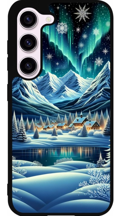 Coque Samsung Galaxy S23 FE - Silicone rigide noir Snowy Mountain Village Lake night