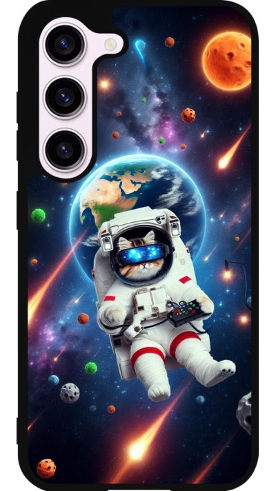 Coque Samsung Galaxy S23 FE - Silicone rigide noir VR SpaceCat Odyssey