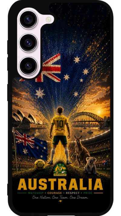 Coque Samsung Galaxy S23 FE - Silicone rigide noir Football Australie splash 2026