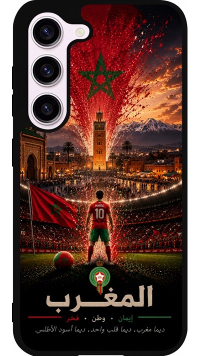 Coque Samsung Galaxy S23 FE - Silicone rigide noir Football Maroc splash 2026