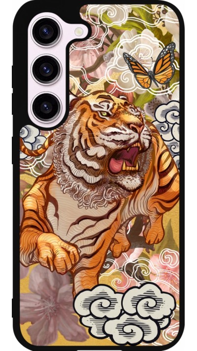 Coque Samsung Galaxy S23 FE - Silicone rigide noir Spring 23 japanese tiger
