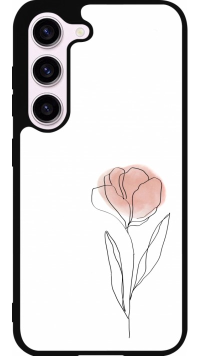 Coque Samsung Galaxy S23 FE - Silicone rigide noir Spring 23 minimalist flower