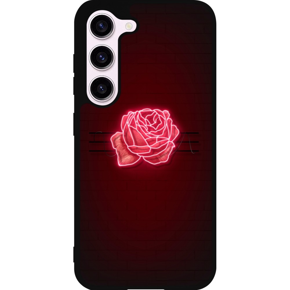 Coque Samsung Galaxy S23 FE - Silicone rigide noir Spring 23 neon rose