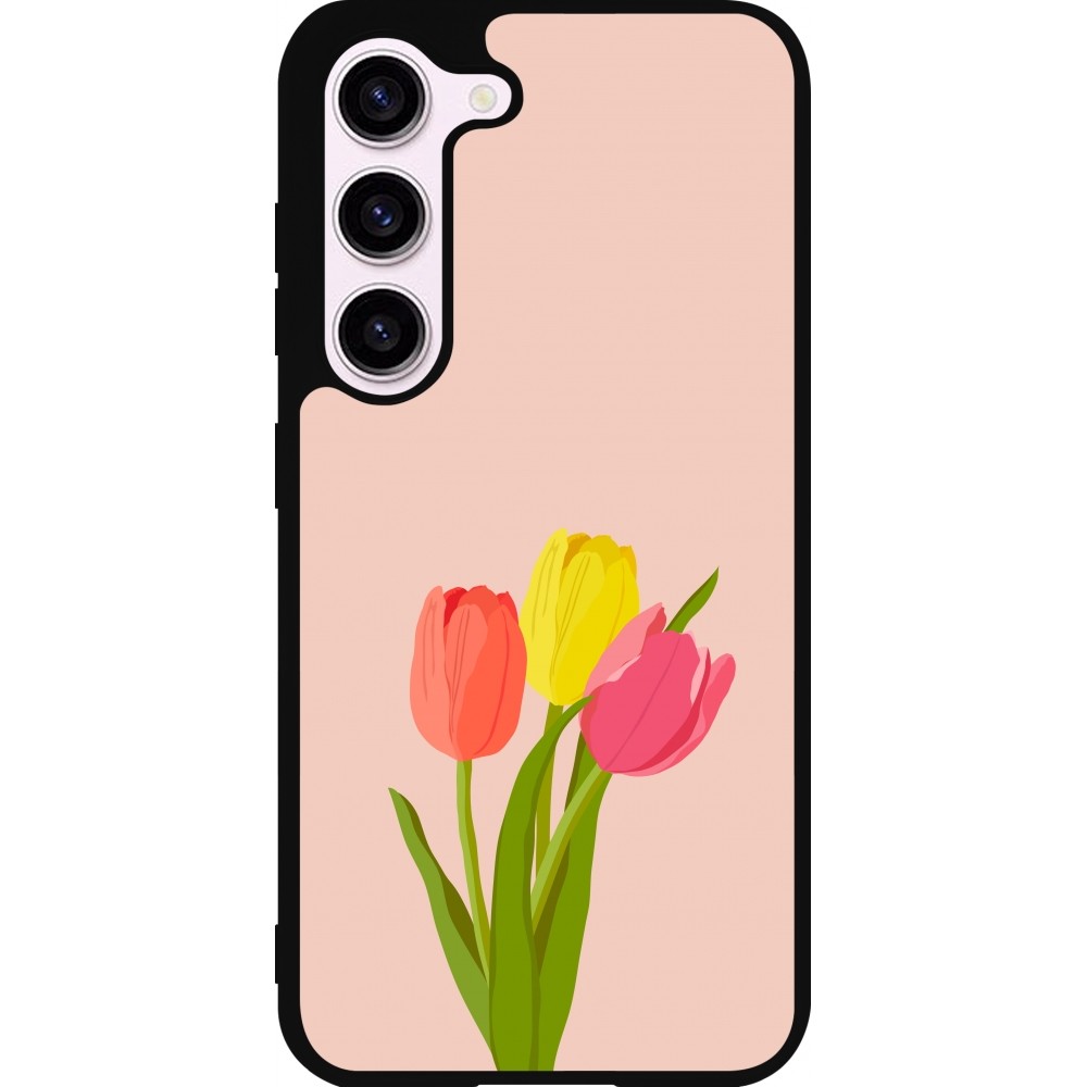 Samsung Galaxy S23 FE Case Hülle - Silikon schwarz Spring 23 tulip trio