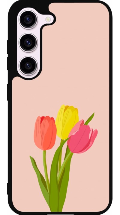 Coque Samsung Galaxy S23 FE - Silicone rigide noir Spring 23 tulip trio