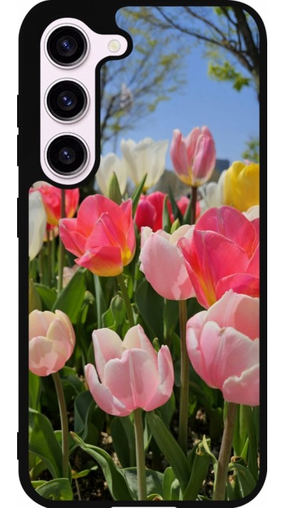 Coque Samsung Galaxy S23 FE - Silicone rigide noir Tulips Spring 2026
