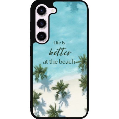 Coque Samsung Galaxy S23 FE - Silicone rigide noir Summer 2025 Life is better at the beach