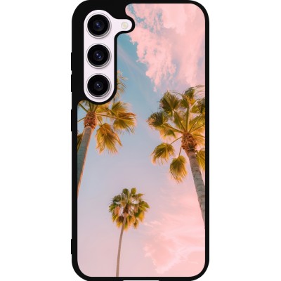 Coque Samsung Galaxy S23 FE - Silicone rigide noir Summer 2025 Palmiers