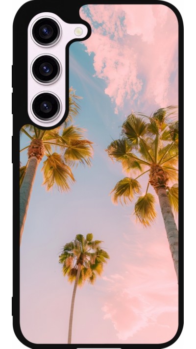 Coque Samsung Galaxy S23 FE - Silicone rigide noir Summer 2025 Palmiers