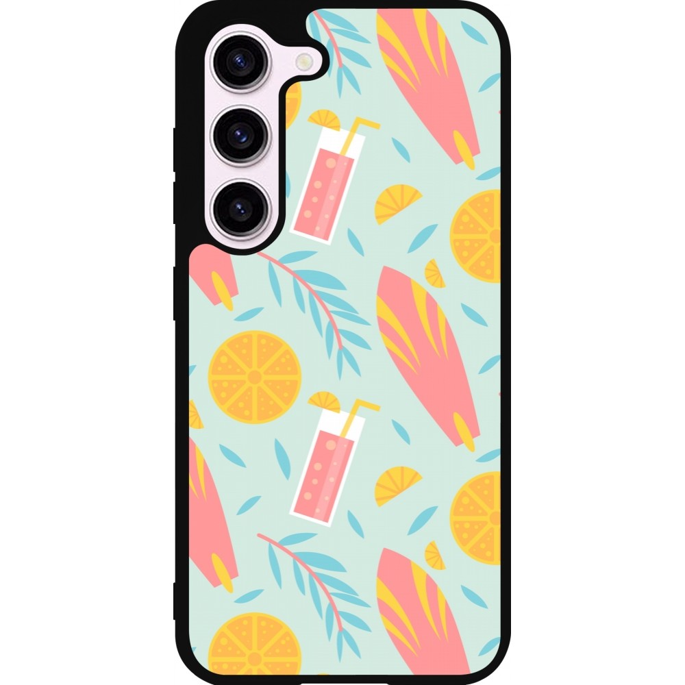 Samsung Galaxy S23 FE Case Hülle - Silikon schwarz Summer 2025 Pattern citron