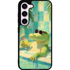 Samsung Galaxy S23 FE Case Hülle - Silikon schwarz Crocodile in the swimming pool Summer 2026