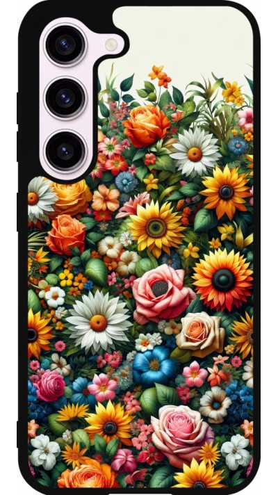 Samsung Galaxy S23 FE Case Hülle - Silikon schwarz Sommer Blumenmuster
