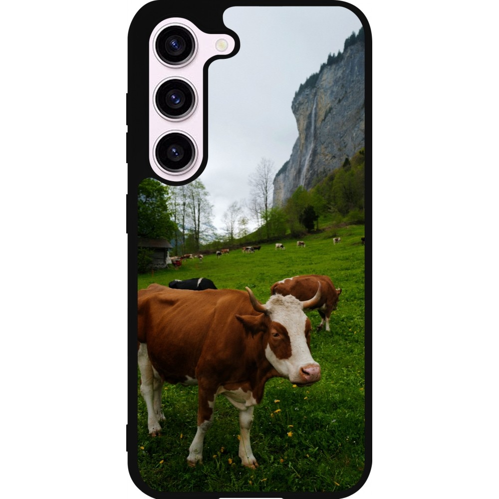 Coque Samsung Galaxy S23 FE - Silicone rigide noir Fête Nationale Suisse Vaches