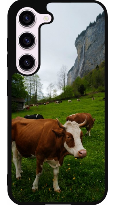 Coque Samsung Galaxy S23 FE - Silicone rigide noir Fête Nationale Suisse Vaches