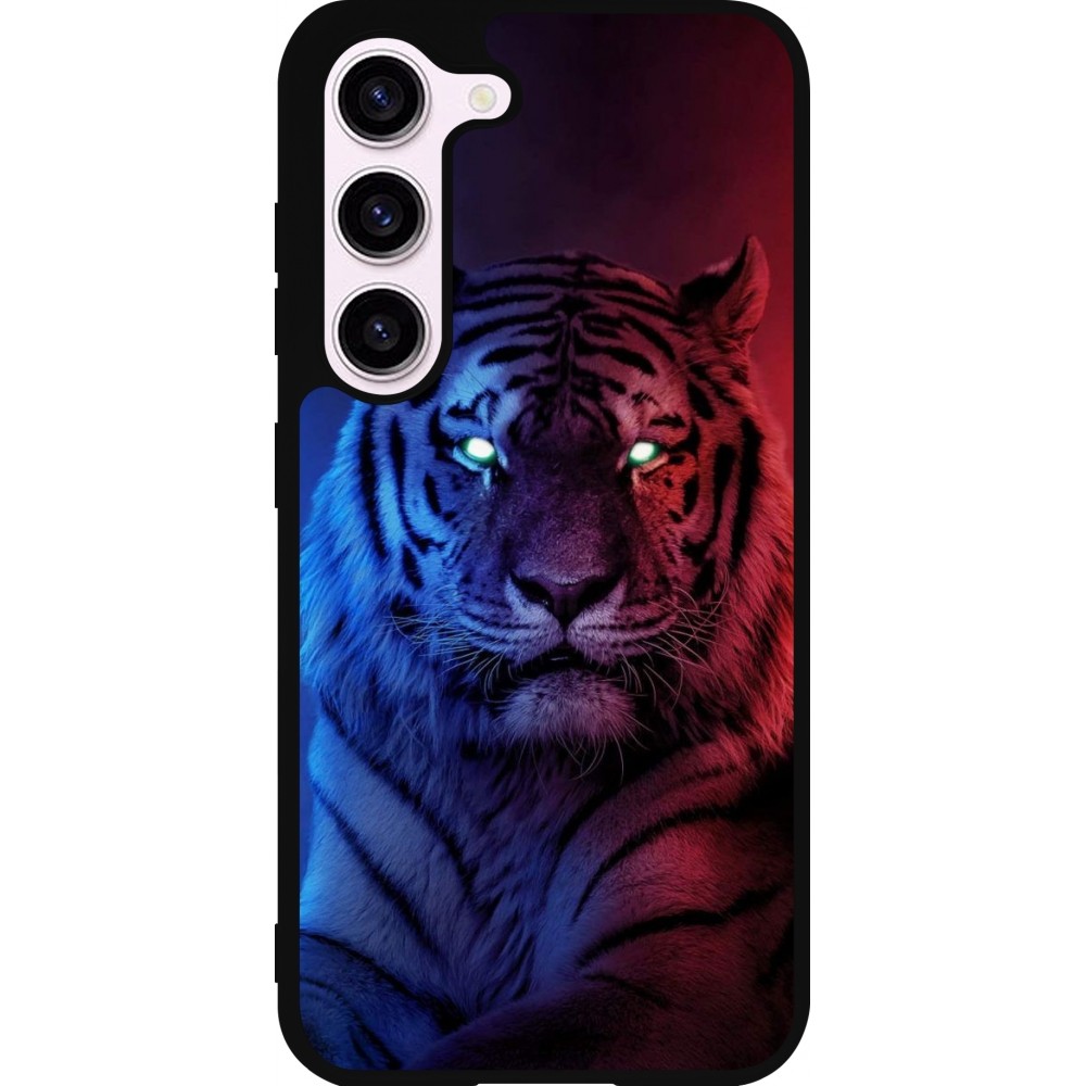 Coque Samsung Galaxy S23 FE - Silicone rigide noir Tiger Blue Red