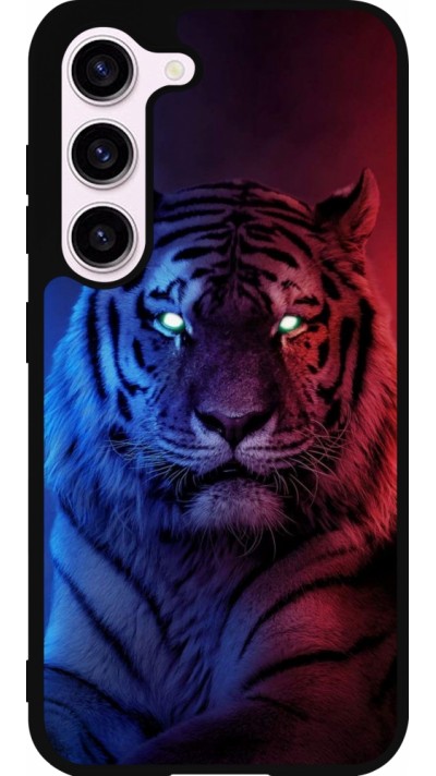 Coque Samsung Galaxy S23 FE - Silicone rigide noir Tiger Blue Red