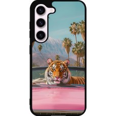 Coque Samsung Galaxy S23 FE - Silicone rigide noir Tigre voiture rose