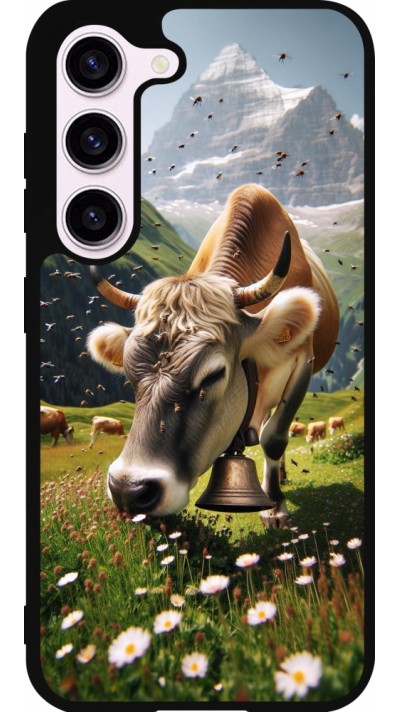 Coque Samsung Galaxy S23 FE - Silicone rigide noir Vache montagne Valais