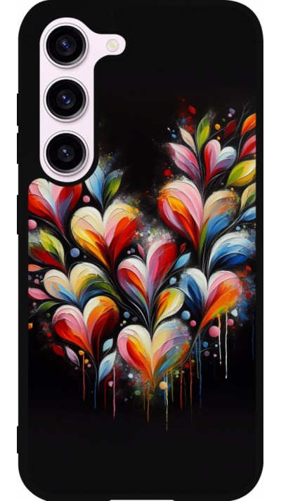Coque Samsung Galaxy S23 FE - Silicone rigide noir Valentine 2024 Coeur Noir Abstrait