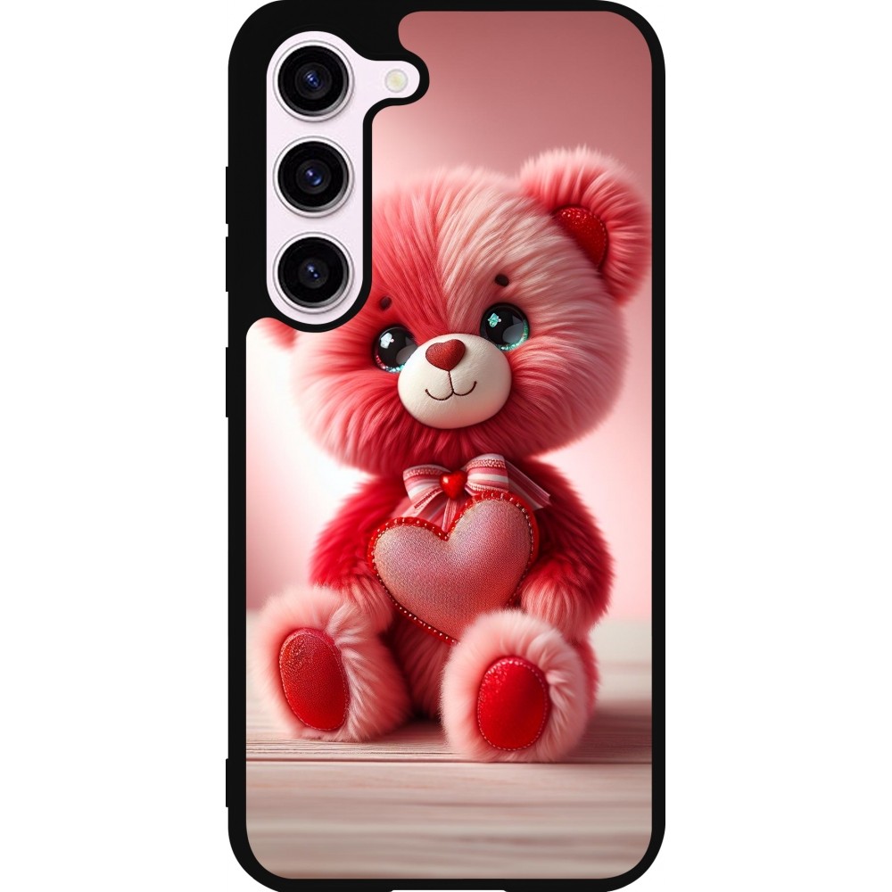 Coque Samsung Galaxy S23 FE - Silicone rigide noir Valentine 2024 Ourson rose