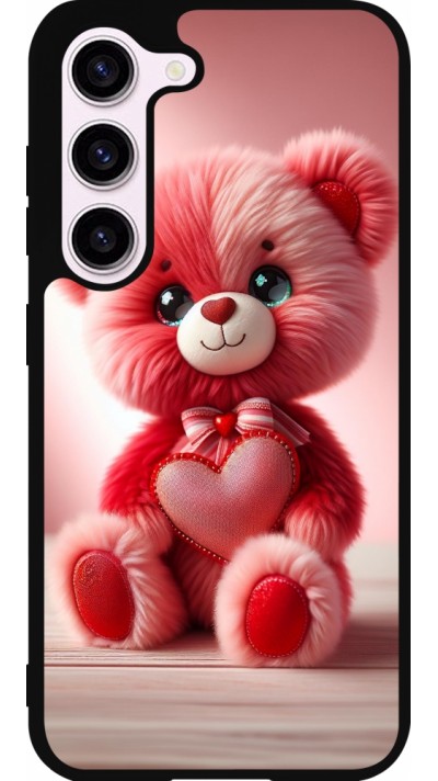 Coque Samsung Galaxy S23 FE - Silicone rigide noir Valentine 2024 Ourson rose