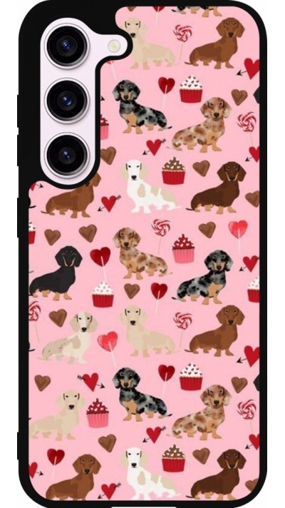 Coque Samsung Galaxy S23 FE - Silicone rigide noir Valentine 2024 puppy love