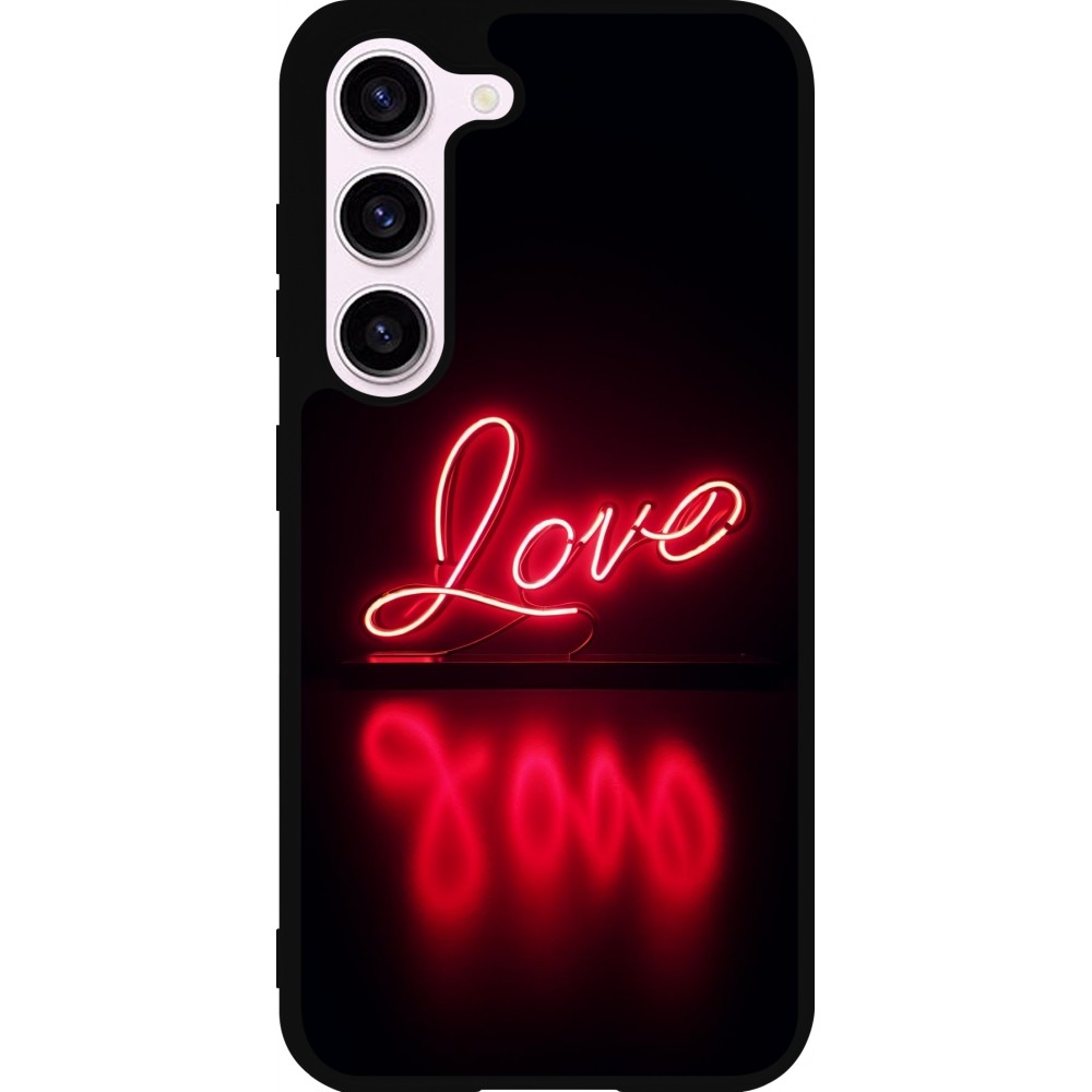 Samsung Galaxy S23 FE Case Hülle - Silikon schwarz Valentine 2025 Neon Liebe
