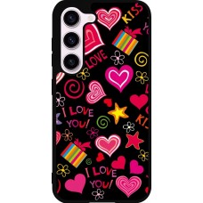 Coque Samsung Galaxy S23 FE - Silicone rigide noir Valentine 2023 love symbols