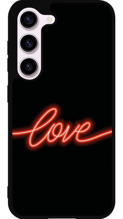 Coque Samsung Galaxy S23 FE - Silicone rigide noir Valentine 2023 neon love