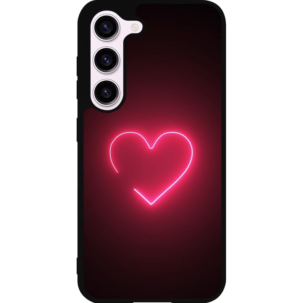 Samsung Galaxy S23 FE Case Hülle - Silikon schwarz Valentine 2023 single neon heart