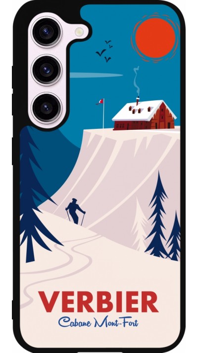 Coque Samsung Galaxy S23 FE - Silicone rigide noir Verbier Cabane Mont-Fort