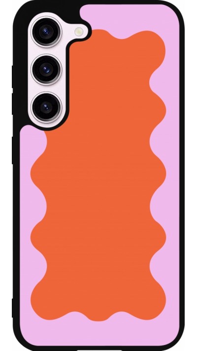 Coque Samsung Galaxy S23 FE - Silicone rigide noir Wavy Rectangle Orange Pink