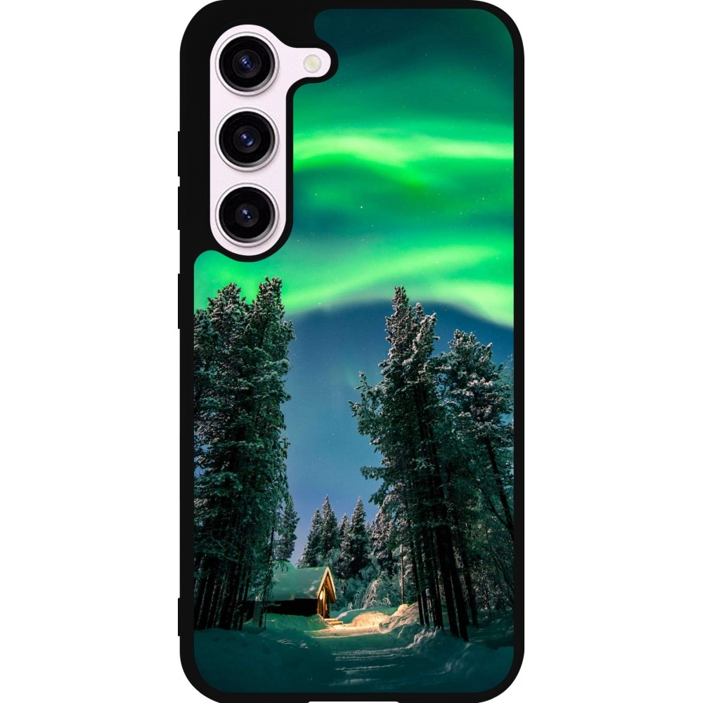 Samsung Galaxy S23 FE Case Hülle - Silikon schwarz Winter 22 Northern Lights
