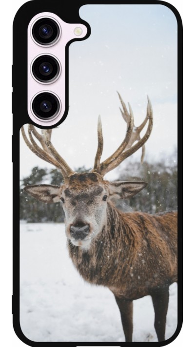 Coque Samsung Galaxy S23 FE - Silicone rigide noir Winter 25 Winter reindeer