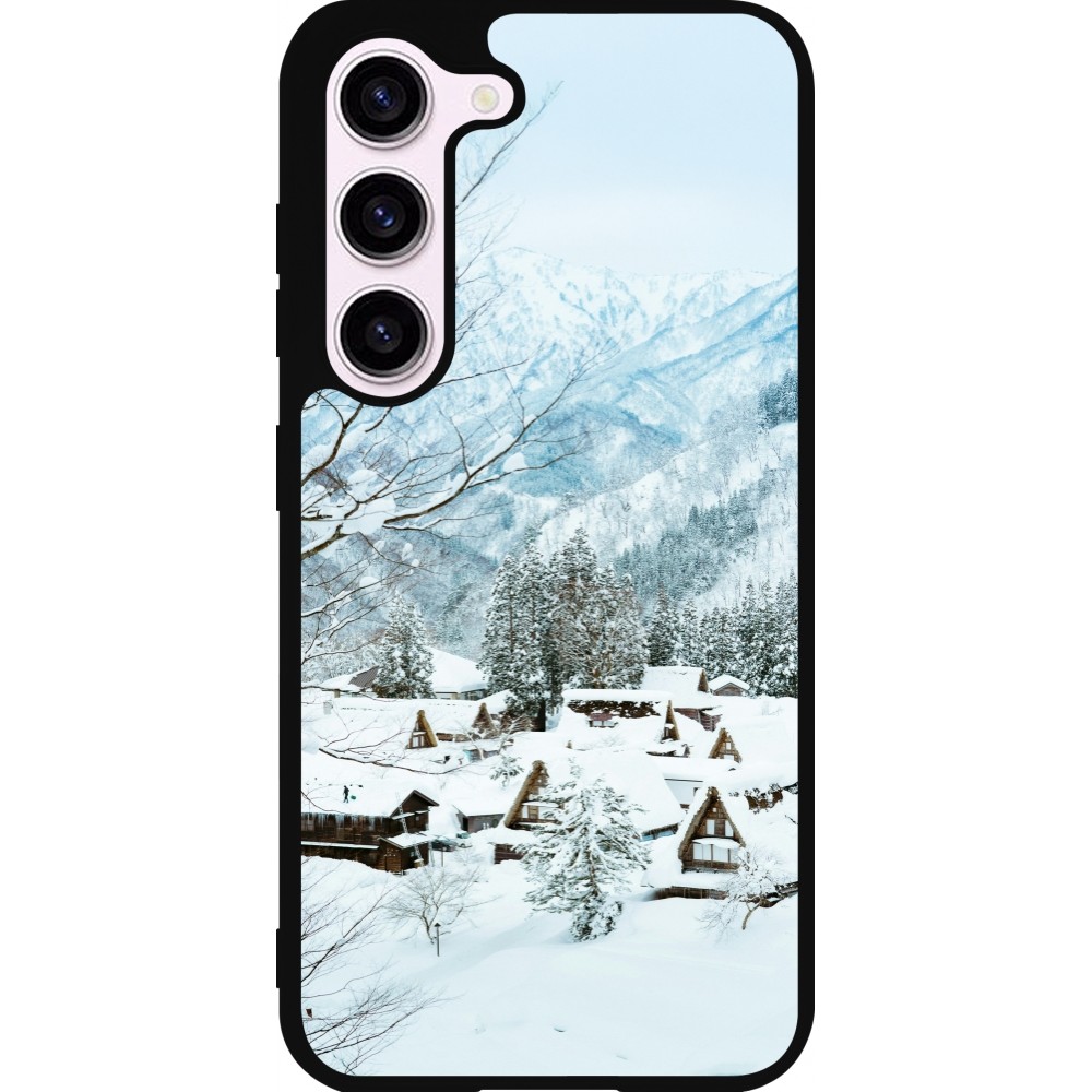 Coque Samsung Galaxy S23 FE - Silicone rigide noir Winter 25 Winter snowy landscape